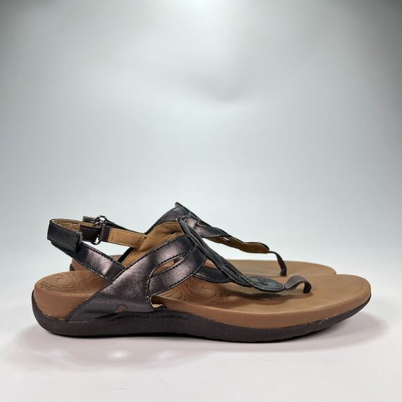 Rockport Ramona Sandals Pewter Slingback Comfort Thong T Strap Women's Size 7 - Picture 1 of 10
